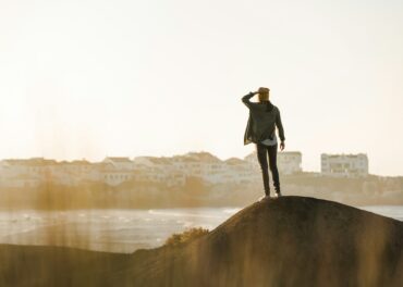 Woman over the cliff